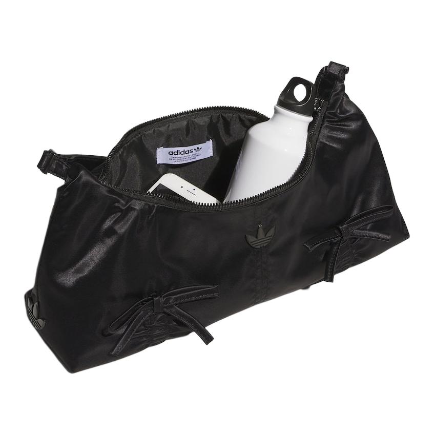 Adidas Originals Bow Tie Brand Logo Butterfly Knot Detail Nylon Underarm Baguette Handbag Shoulder Bag Small Women Handbags Black KC2770