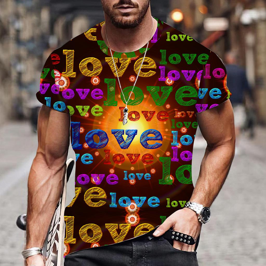 Футболки Lovers Hearr мужские летние футболки мужские уличные футболки с 3D-принтом модные топы с коротким рукавом и круглым вырезом