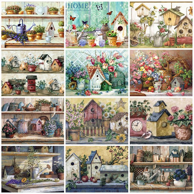 Full 5D Diy Diamond Painting House Scenery Diamond Embroidery Kits Full Lay Cross Stitch Home Decor Handmade Gift