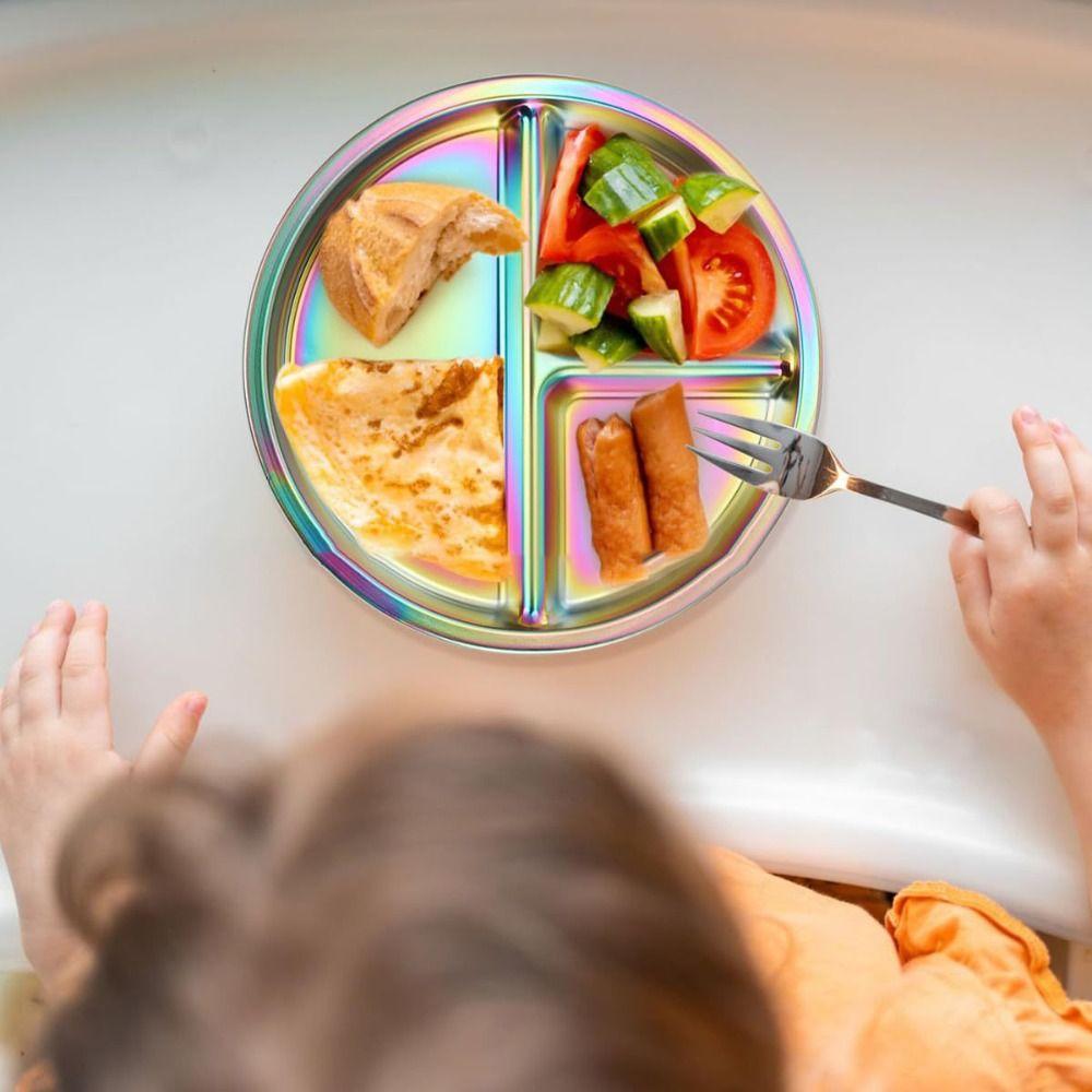 Ослепительная тарелка для контроля порций 304 нержавеющая сталь 3-секционный поднос для еды Взрослые/Дети