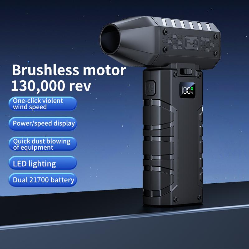 Турбореактивный вентилятор 160000 об/мин Электрический воздуходув со светодиодным дисплеем Пылесос 52 м/с Скорость ветра Бесщеточный двигатель Мощный вентилятор