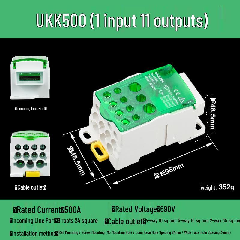 DIN-рейка Многополюсный клеммный блок UKK80A-500A Нулевые блоки