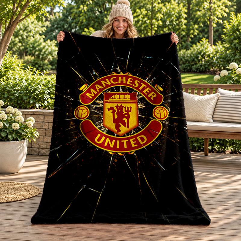 FC Manchester blanket Flannel Blanket Soft Cozy Plush Throw for Sofa Bed Lightweight Home Decoration Gifts for Christmas various holidays