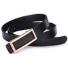 Elegant Genuine Leather Belts Rectangle Buckle Waist Belt Casual Skinny Thin Belt  All-Match