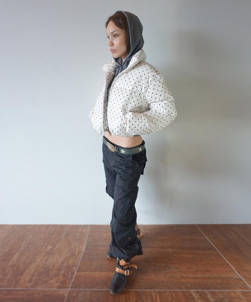 Sculptor Polka Cropped Puffer Down Ivory