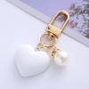 Heart Shape Keychain With Pearl Charms Trendy Headphone Case Bag Ornaments