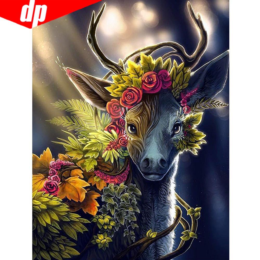 Diamond Painting Animal Rhinestone Mosaic Diamond Embroidery Flower And Deer
