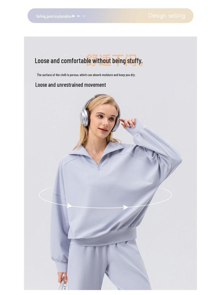 Женская спортивная толстовка Alo с полумолнией на осень/зиму - повседневная куртка для бега на открытом воздухе с длинным рукавом