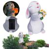 Solar Powered Rabbit Statue Lamp Resin Small Rabbit Ornaments Hold Mushroom/Flowers Mini Rabbit Sculpture Garden Landscape Decor