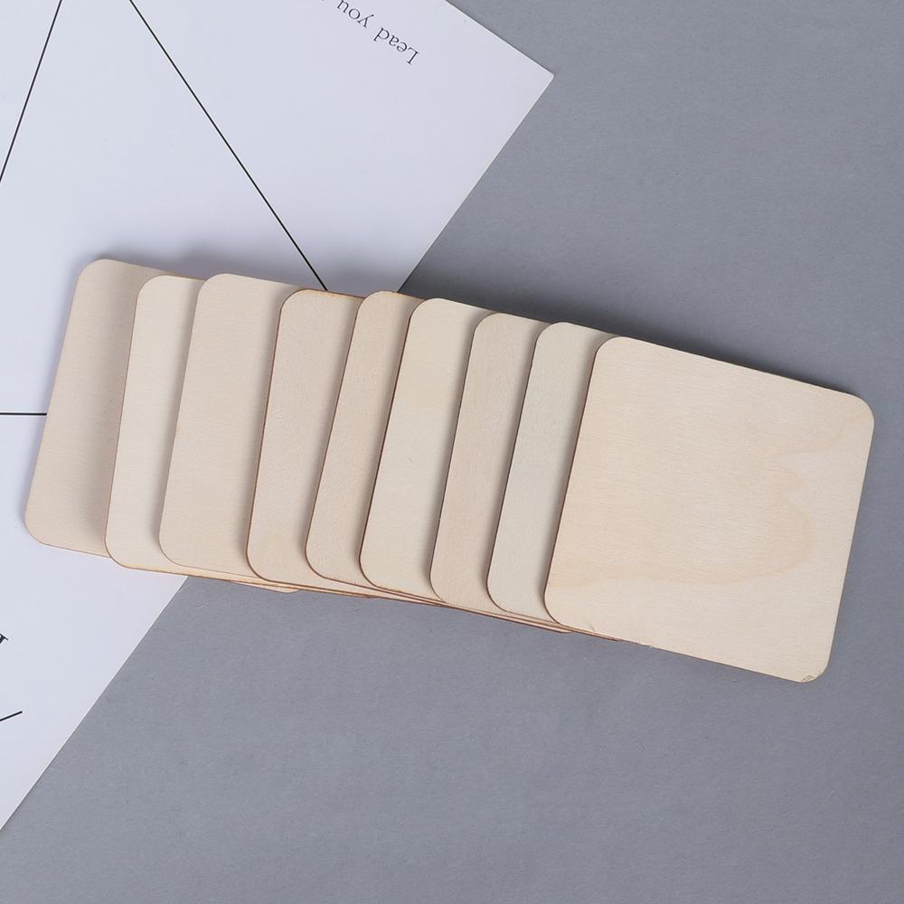 Wedding Decor Scrapbooking DIY Writing Ornament Wooden Tags Blank Plaque Square Wood Pieces