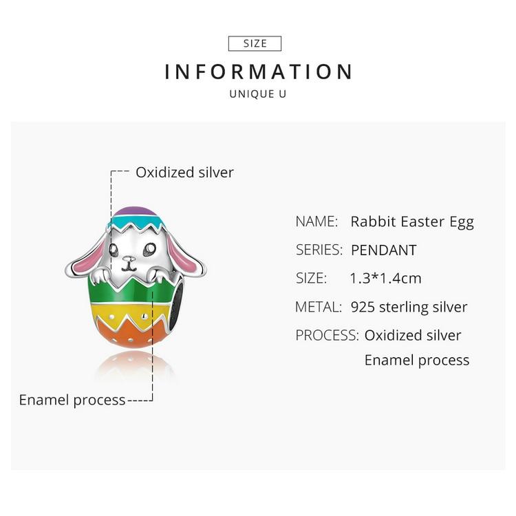 WOSTU Стерлингового серебра 925 пробы, животные, кролик, пасхальное яйцо, подвеска из бисера, подходит для оригинального браслета, ожерелья для женщин, ювелирные изделия