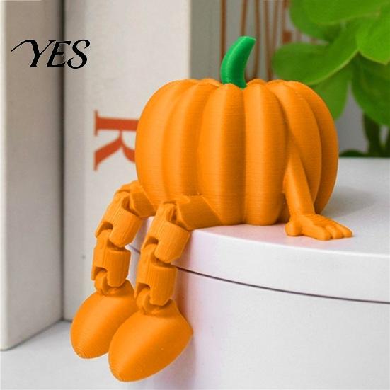 Realistic Texture Pumpkin Figure 3D Printed Articulated Fidget Toy, Halloween Desk Toy with Cute Figurine Movable Joints, Fall Decor & Stress