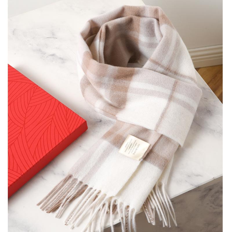 High-end 100 Pure Wool Scarf for Men and Women, Winter Thickened High-end New Camel Shawl Birthday Gift