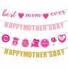 Mothers Day Decorations Happy Mothers Day Banner Best Mom Ever Heart Shape Hanging Garland Party Supplies Festive Home Party Decor