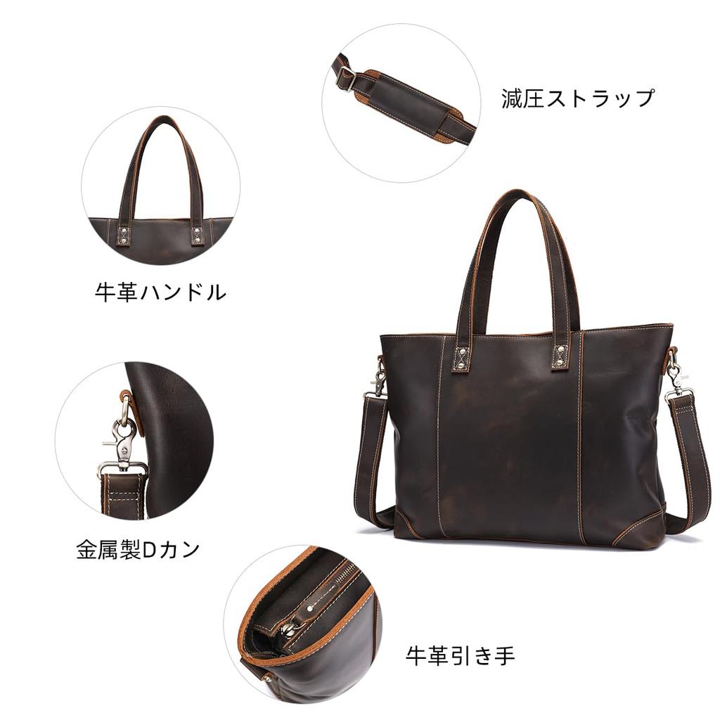 Мужская сумка-тоут URBANWAYS из натуральной кожи, вертикальная сумка на плечо 2-в-1, подходит для ноутбуков 14 дюймов, большая вместимость, сумка через плечо, деловая сумка,