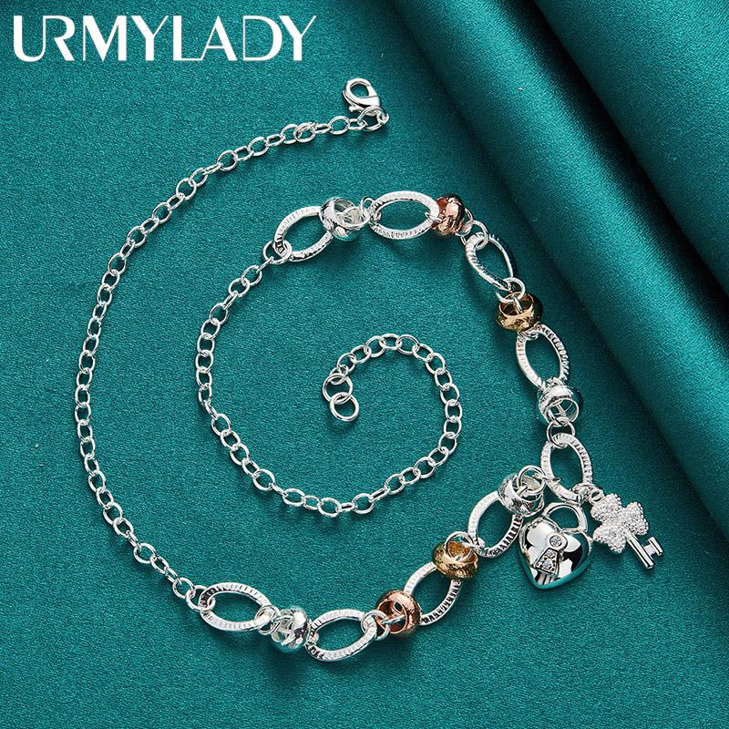 Ожерелье-цепочка из стерлингового серебра 925 пробы с сердечком, 20-дюймовое ожерелье, модные ювелирные изделия