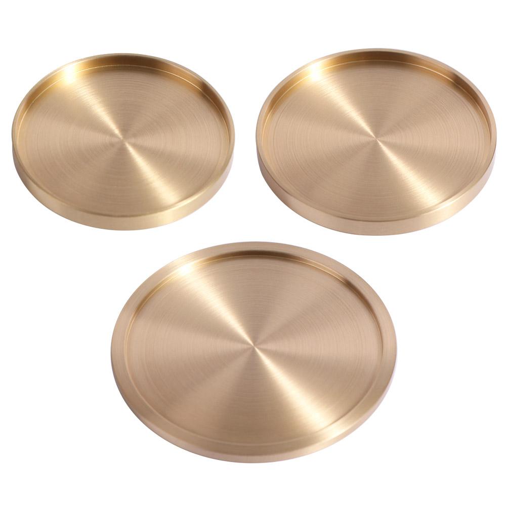 Metal Brass Coaster Round Cup Tray teapot Pads Cup Mats  Office