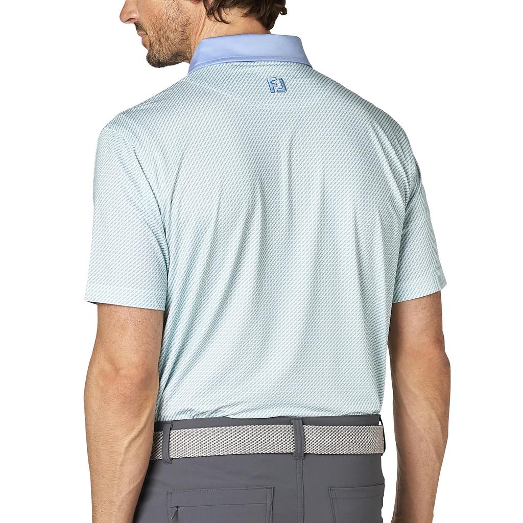 FootJoy Men's Diagonal Short Sleeve Cleric Golf Shirt, White, Size M (FJ-S25-S18, 34543-M)