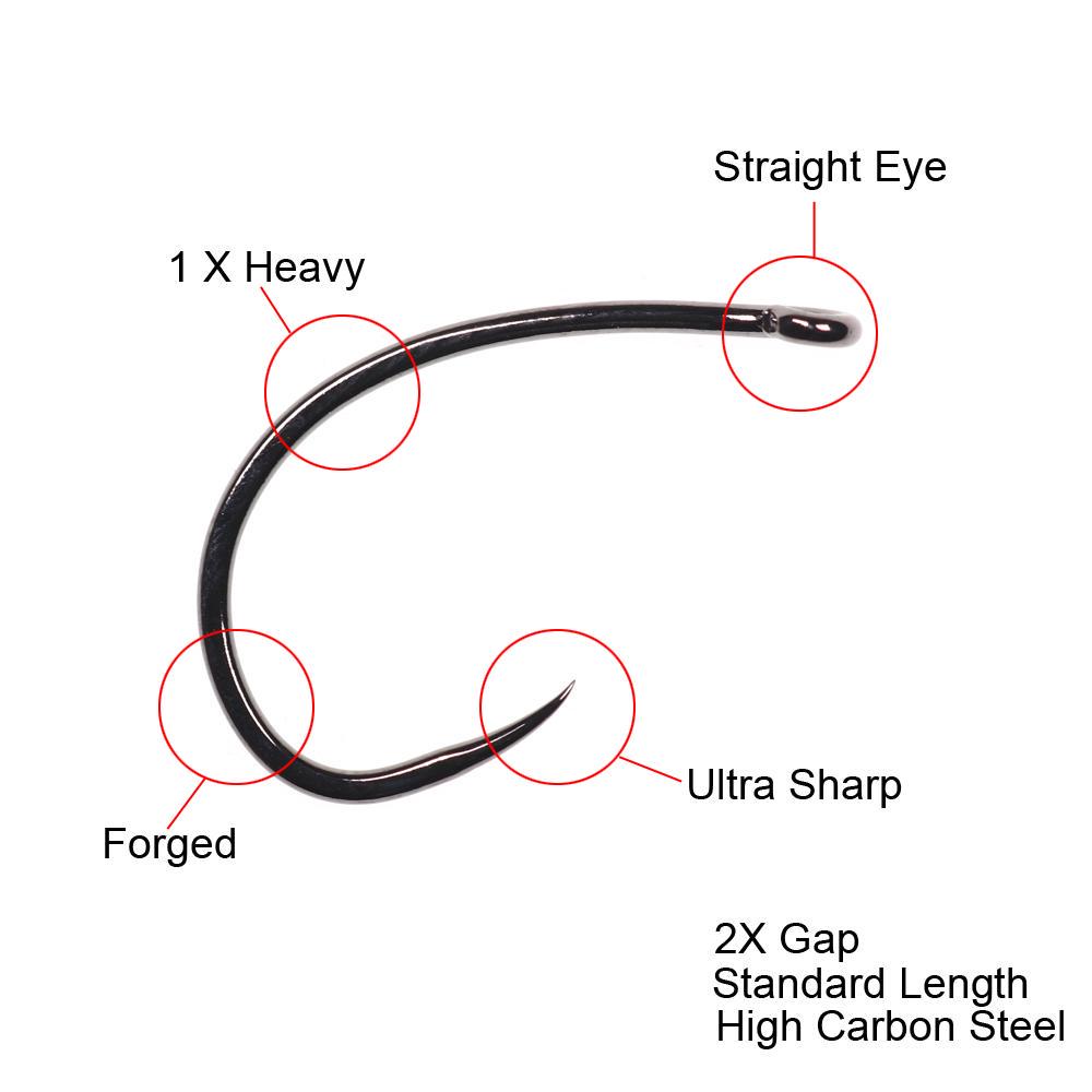Черные никелевые крючки для завязывания мушек Bimoo, 30 шт./упак., крючки для завязывания мушек Nymph Stonefly Emerger Streamer Caddis, сухие крючки для мушки, крючки для ловли форели