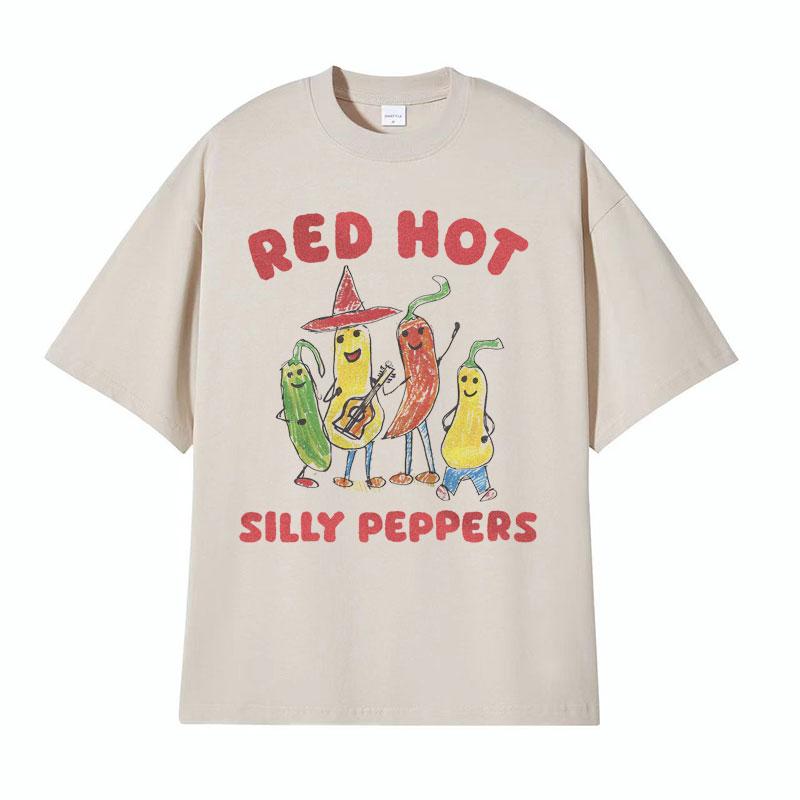 Red Hot Silly Peppers Funny Meme T Shirts Men Women Vintage High Quality Tops Tshirts Male Summer Casual Cozy Oversized Tshirt