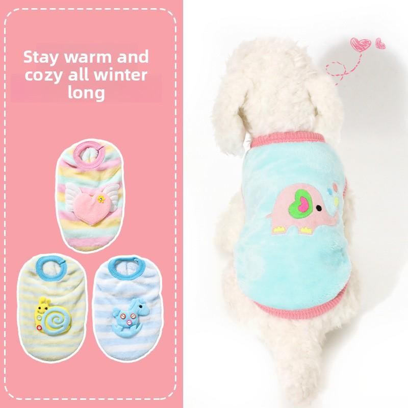 Новая одежда для питомцев - Повседневный собачий свитер с мультяшным животным для маленьких собак - Зимняя теплая и плотная одежда для щенков