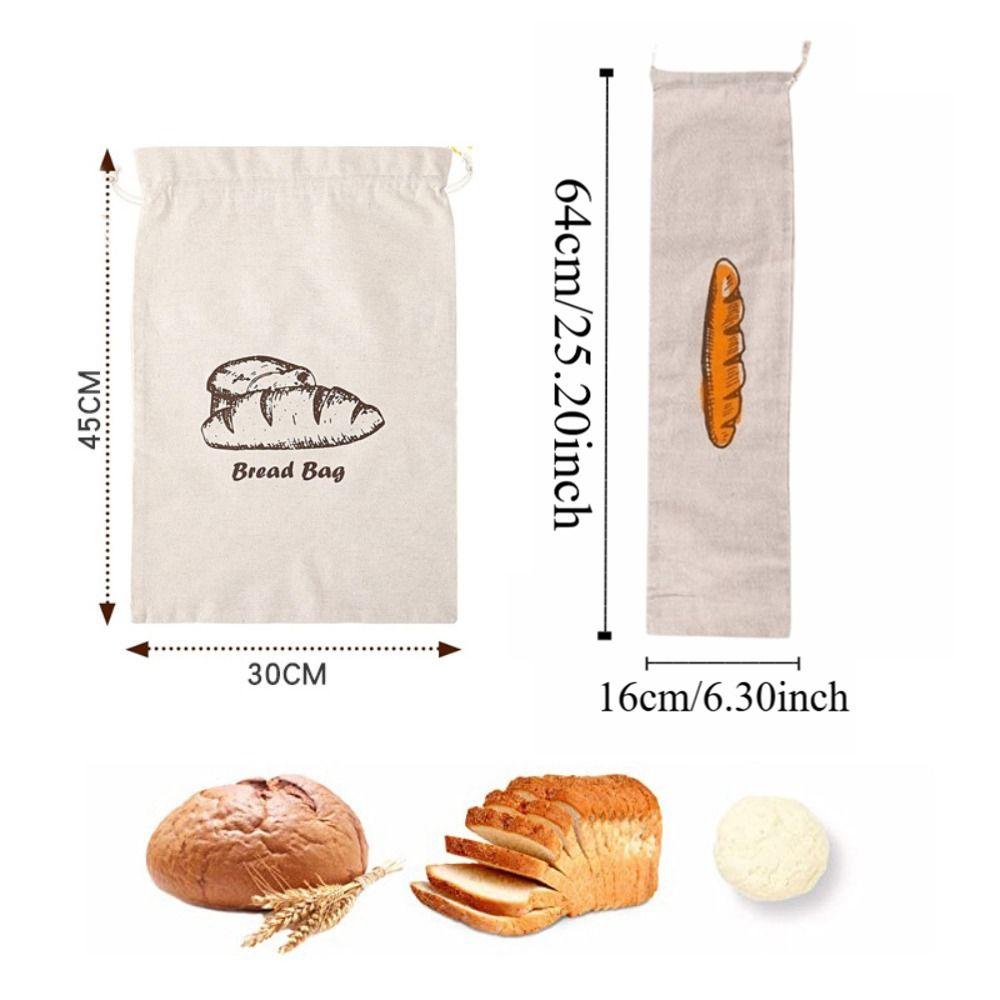 Reusable Linen Bread Bag Oxford Cloth Drawstring Bag Durable Bread Storage Bags Kitchen Supplies