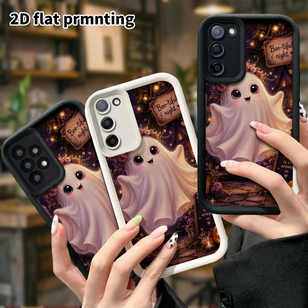 Phone Case: 2D Flat Samsung Galaxy A34 A35 M05 M06 S20 S22 S21 FE Plus 5G Tiered Protective Case, Pastoral Ghost, Christmas and Halloween Gift