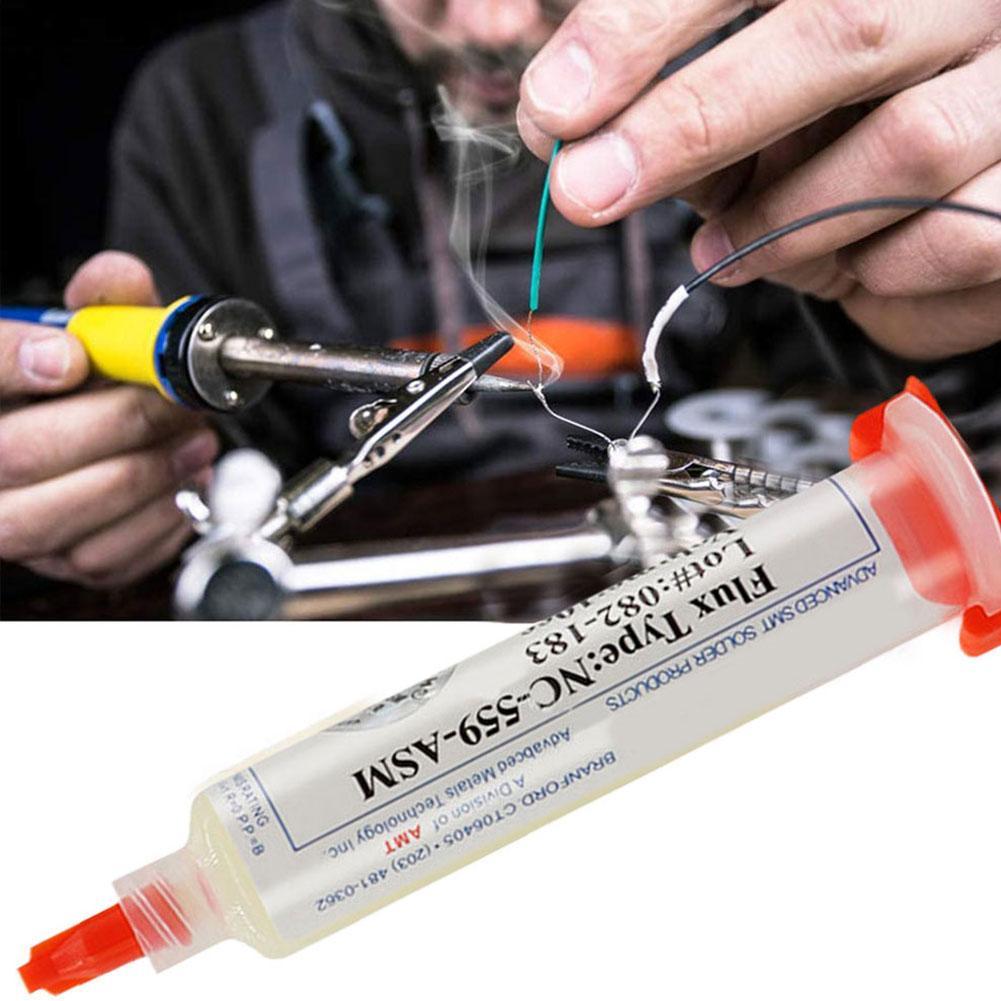 2023 Оригинальный флюс NC-559-ASM BGA PCB Не требующая очистки паяльная паста Сварочная усовершенствованная масляная флюсовая смазка 10cc Инструменты для ремонта пайки