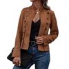Spring Auutmn Lady Coat Double-breasted Stand Collar Buttons Slim Fit Long Sleeves Retro Style Cardigan Daily Wear Outdoor Jacke