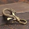 Head-Keychain Antique Crafts 1*Vintage Dragon Brass Metal Car Key+Holder Gift