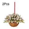 2PC Creative Christmas Wreath Hanging Basket Pendant Ornament Artificial Home Decoration Gift