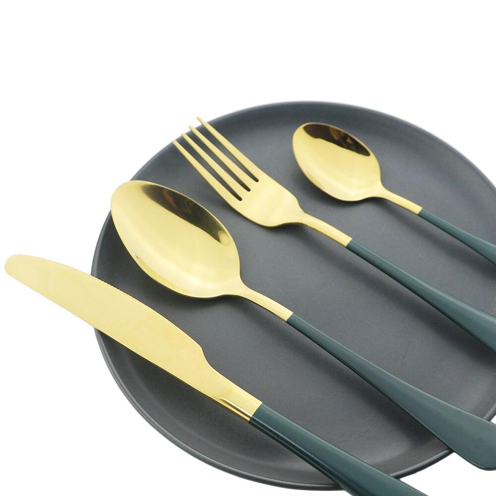 Набор столовых приборов из розового золота, столовые приборы из нержавеющей стали, 6 компл., обеденные ножи, вилки, кофейная ложка, столовая посуда, набор кухонной посуды