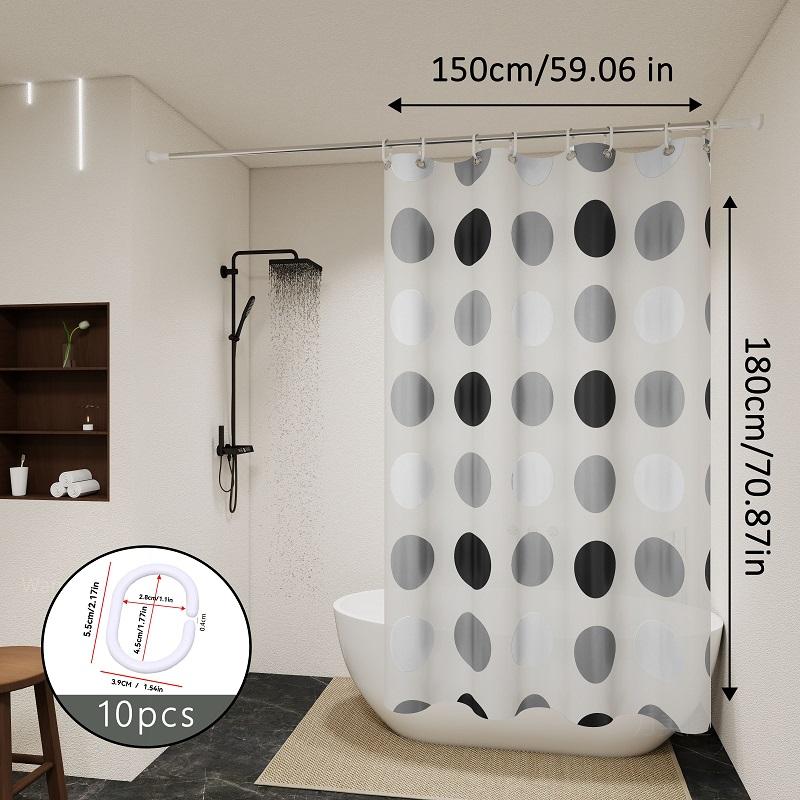 Минималистичная серо-белая шторка для ванной в горошек и шторка-перегородка для туалета — это маст-хэв для любителей минимализма