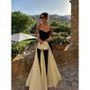Fashion Women's V-neck Sling Long Dress for Women Elegant Pleated Backless Sleveless Dresses Lady Evening