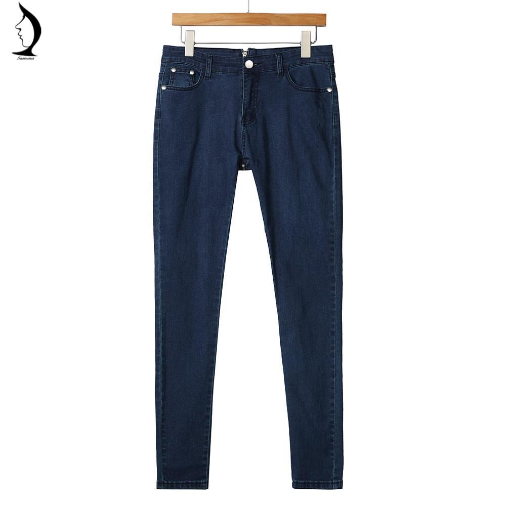 SSR. New Women's Fashion Sexy Jeans Back Zipper Stretch Skinny Jeans High Waist Trousers Pencil Pants