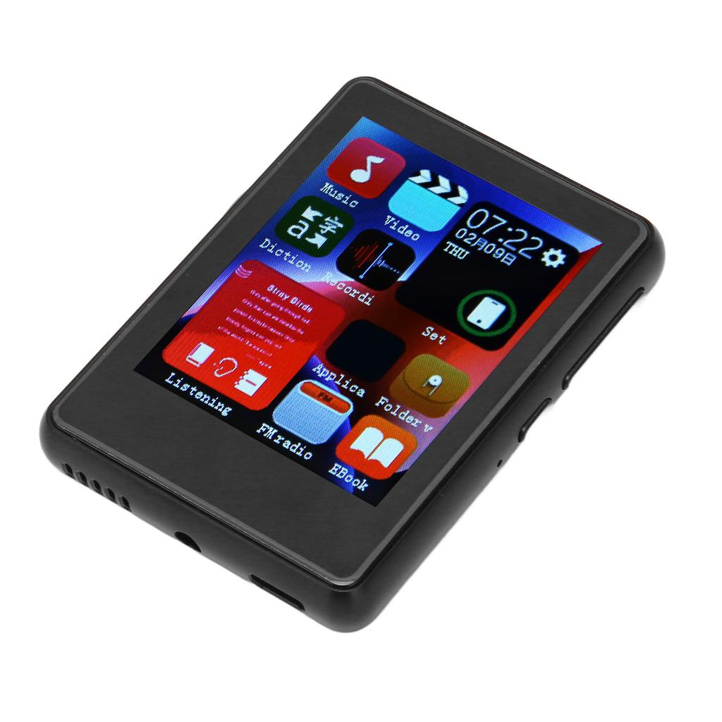 MP3-плеер Bluetooth 5.0 Поддержка FM-радио 2,4-дюймовый Полностью сенсорный экран HD Шумоподавление Портативный MP3-плеер для музыки Черный