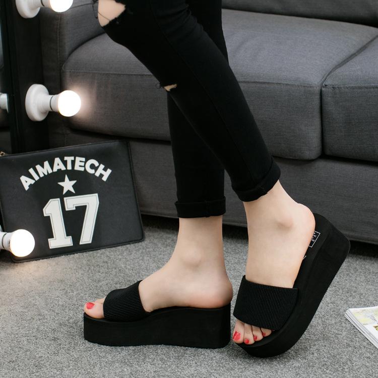 Стильные летние женские пляжные сандалии на высоком каблуке с нескользящей подошвой 2017 года