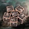 6 Pcs Coppery Squid Metal Dice Hollow Metal Polyhedral Dice Set Suitable for Role-Playing RPG  Board Game Card Game