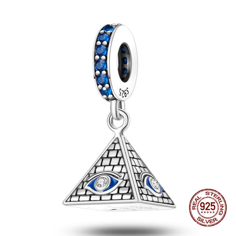 Original Charms Copper Pyramid Demon Eye Charms Beads Fits 3Mm Original Bracelets Necklace Women Diy Fine Jewelry