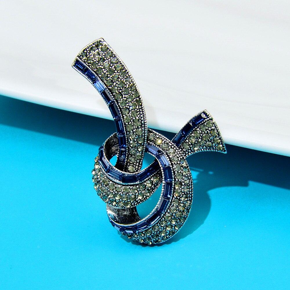 Blucome Броши на ленте синего цвета со стразами для женщин, модные винтажные украшения, аксессуары для пальто, высокое качество, новинка 2023 года