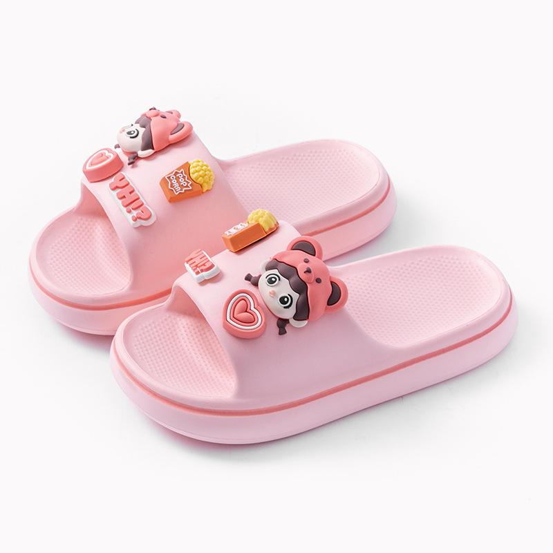 Тапочки летние мультяшные мальчики и девочки домашние комнатные нескользящие симпатичные маленькие девочки на улице в средних и старших классных тапочках