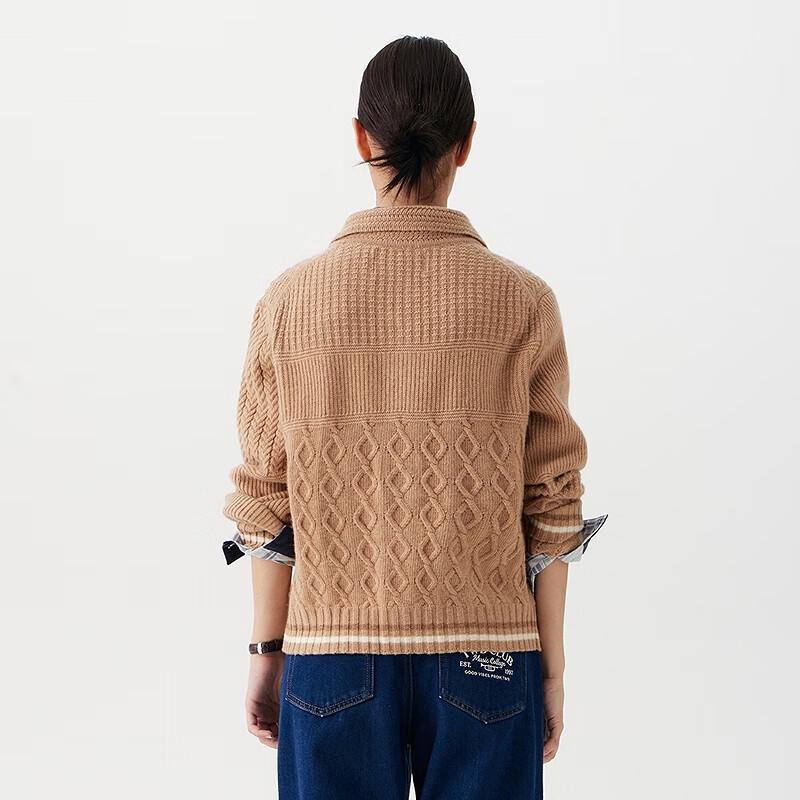 Teenie Weenie Women's Polo Collar Colorblock Knit Cardigan