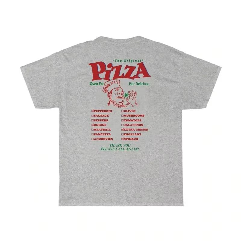 HB503-Chef Pizza Back Print Women T-Shirts Loose Streetwear Graphic Tops Cute Food T Shirt Unisex Vintage Grunge Tees Clothes