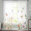 Бабочки, цветы и цветы, прозрачные шторы для детской спальни, гостиной, вуаль, занавески на окна, тюль, занавески