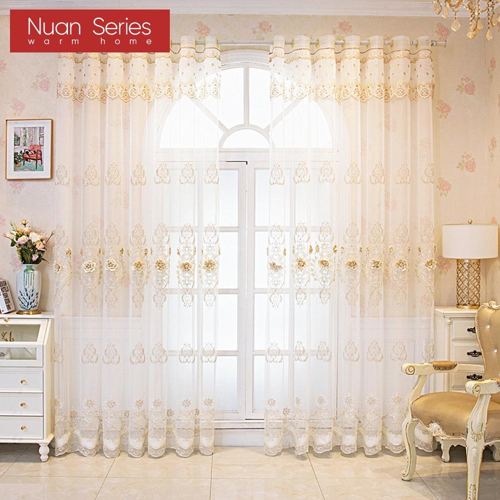 1 шт. Серия Nuan Французская роскошная кружевная вышитая полупрозрачная тюлевая штора высотой 260 см для украшения окна гостиной, спальни, домашнего декора