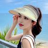 Women Summer Hat with 3 Gear Adjustment Headband Fan Empty Top USB Charging Anti-UV Wide Brim Windproof Rope Sun Protection Travel Sun Cap Gardening