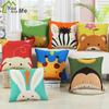 45x45cm Cute Cartoon Throw Pillowcase Home Linen Animal Printed Cushion Cover Car Sofa Pillow Cover Children Room Decorative