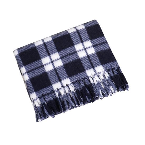 Double-Sided Velvet Scarf With Tassel Decoration Plaid Print Autumn Winter Warm Cashmere-Like