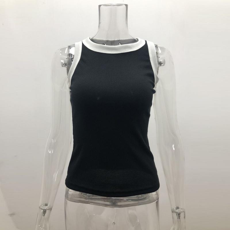Solid Color Inner Cloth Women Top Sleeveless Close-Fitting Round Neck Vest