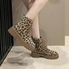 Shoes for Wome New Lace Up Zipper Women Boots Round Toe Mixed Colors Leopard Print Platform Water Proof Fashion Boots